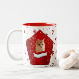 Taza Bicolor Angora Cat Navidades