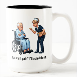 Taza Bicolor Angry Nurse Dealing With Stubborn Elderly Patient