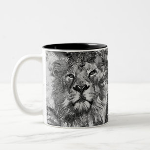 Taza Bicolor AnimalArtBW_Lion_003