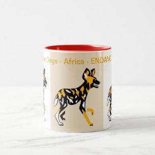 Taza Bicolor Animales africanos - Perros pintados - Perros de c