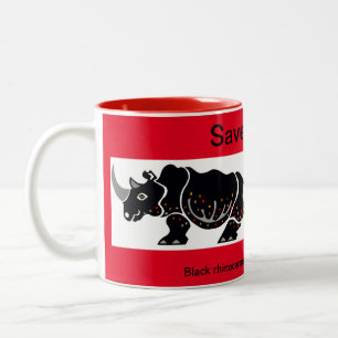 Taza Bicolor Animales africanos - Salven RHINOS - Vida silvestr