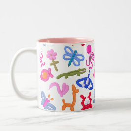 Taza Bicolor Animales de Globo Lindos Patrón Colorido para Niño