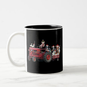 Taza Bicolor Animales de granja Camión de Navidad Tractor de ca