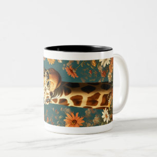 Taza Bicolor Animales de la jirafa de la vida silvestre: retrat