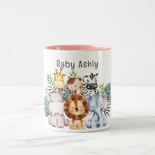 Taza Bicolor Animales de safari lindos personalizados nombre de