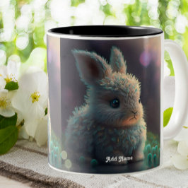 Taza Bicolor Animales de Woodland de conejo capilar personaliza