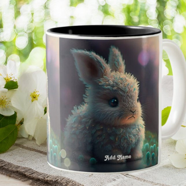 Taza Bicolor Animales de Woodland de conejo capilar personaliza (Subido por el creador)