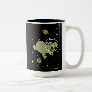 Taza Bicolor Animales Hippo En El Espacio