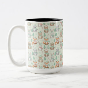 Taza Bicolor Animales lindos de Navidad patrón continuo