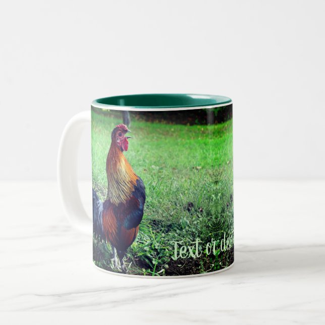 Taza Bicolor Animales personalizados de cultivo de gallos (Anverso izquierdo)