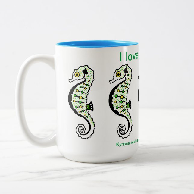 Taza Bicolor Animales salvajes - Amo a SEAHORSES - Océanos (Izquierda)