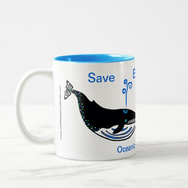 Taza Bicolor Animales salvajes - Salven BALLENAS azules - Vida  (Izquierda)