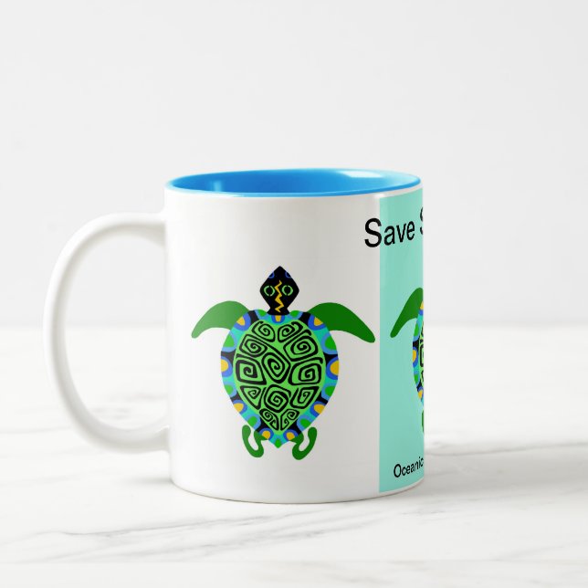 Taza Bicolor Animales silvestres - Salven las TORTUGAS marinas  (Izquierda)