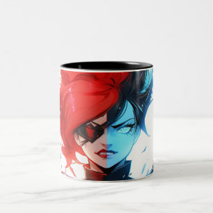 Taza Bicolor Anime Chica de historietas de hielo de color azul 