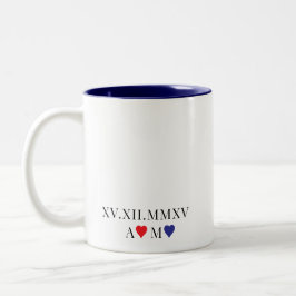 Taza Bicolor Aniversario de la fecha numérica personalizado rom