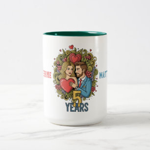 Taza Bicolor Aniversario de quinto año