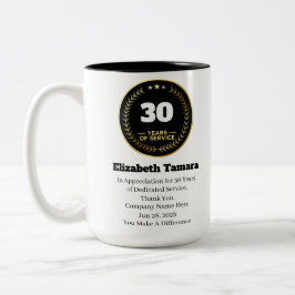 Taza Bicolor Aniversario del trabajo de 30 años | Apreciación d