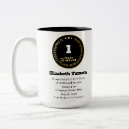 Taza Bicolor Aniversario del trabajo de un año | Apreciación de