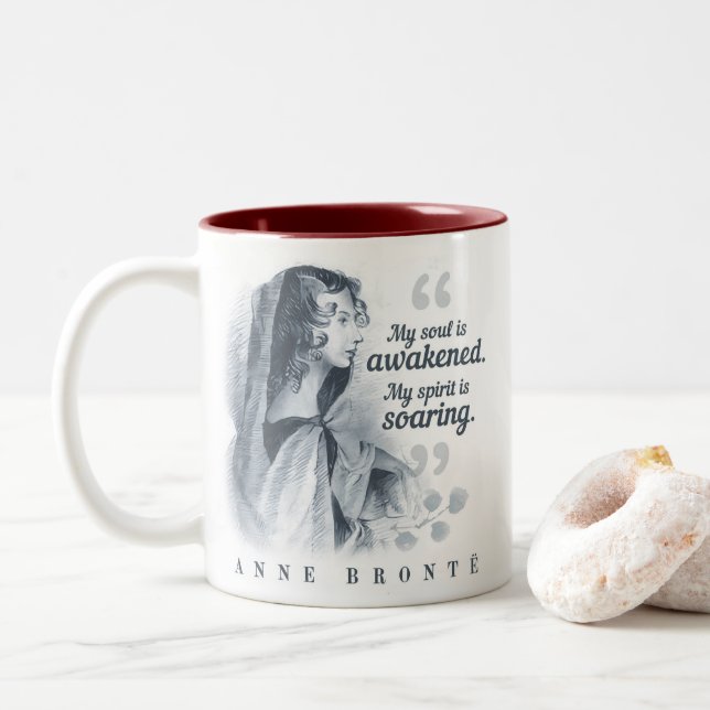 Taza Bicolor Anne Bronte Cita Mi Alma Está Despertada (Con donut)