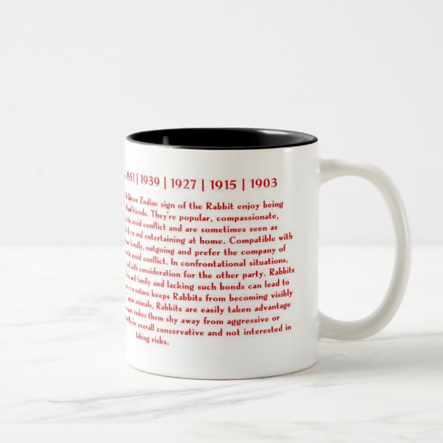 TAZA BICOLOR AÑO CHINO DEL ZODIACO DEL CONEJO (Derecha)