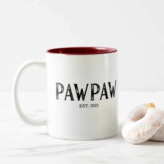 Taza Bicolor Año de establecimiento de PawPaw (Con donut)