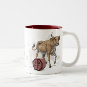 Taza Bicolor Año del arte chino del zodiaco del buey