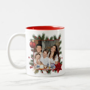 Taza Bicolor AÑO NUEVO Marco con Estrella Roja Foto Familia 2