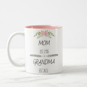 Taza Bicolor Año Personalizado de la abuela Est de mamá persona