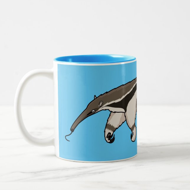 Taza Bicolor Anteater feliz personalizado ilustracion (Izquierda)