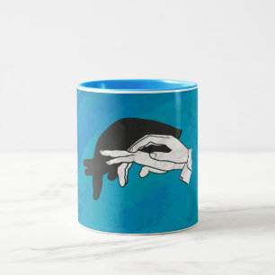 Taza Bicolor Anteojos Sombra Sobre Azul