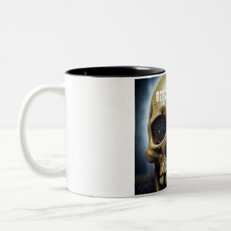 Taza Bicolor Antes de Coffe Spooky Skull 2 toned mug