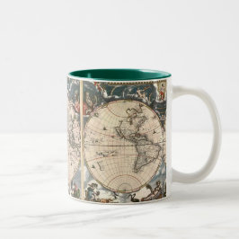 Taza Bicolor ANTIGUA MAP MUNDIAL Café Mug