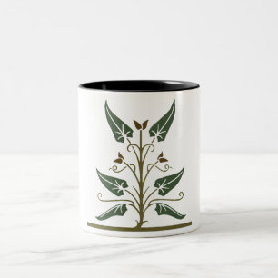 Taza Bicolor Antiguo ilustracion de elementos florales griegos