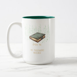 Taza Bicolor Antiguo libro con código binario citado para Tech