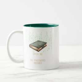 Taza Bicolor Antiguo libro con código binario citado para Tech
