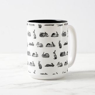 Taza Bicolor Antiguos Conejos Vintage Bunny Art PERSONALIZADO B