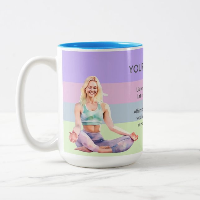 TAZA BICOLOR ANTISTRESS RELAX CALM GIRL YOGA CHAKRA (Izquierda)