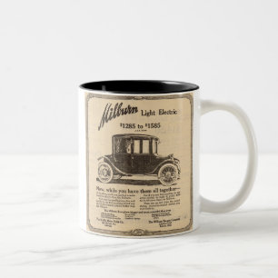 Taza Bicolor Anuncio 1915 del coche eléctrico de Milburn