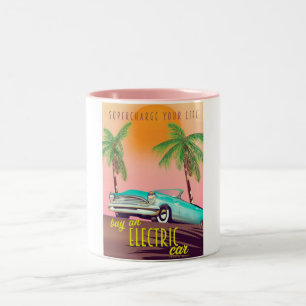 Taza Bicolor Anuncio antiguo de automóvil eléctrico