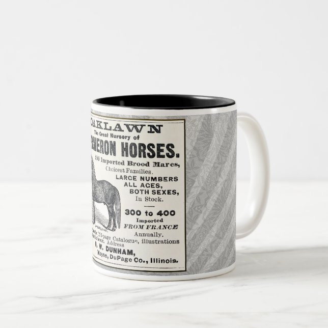 TAZA BICOLOR ANUNCIO DE CABALLOS DE PERCHERON 1886 (Anverso derecho)