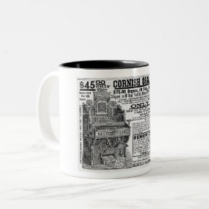 TAZA BICOLOR ANUNCIO DE ÓRGANOS CORNESES DE 1886