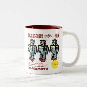 Taza Bicolor Anuncio japonés retro del robot del juguete