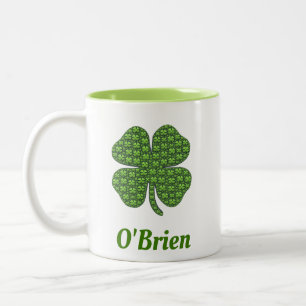 Taza Bicolor Apellido irlandés Cuatro Hojas Trébol