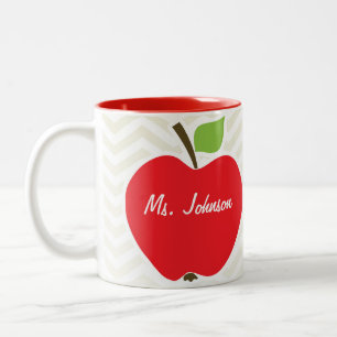 Taza Bicolor Apple en Chevron beige; zigzag