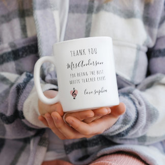 Taza Bicolor Apreciación del profesor de música Treble Clef Pin