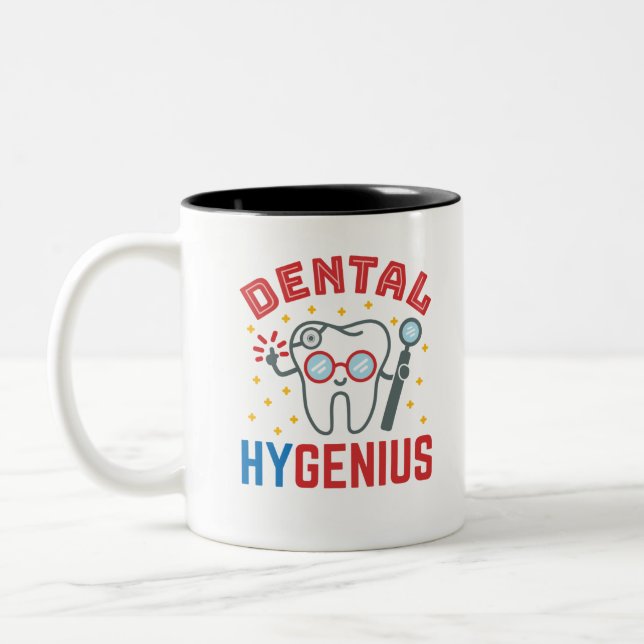 Taza Bicolor Apreciación divertida del higienista Dental Hygeni (Izquierda)