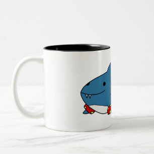 Taza Bicolor Aprender a nadar tiburón