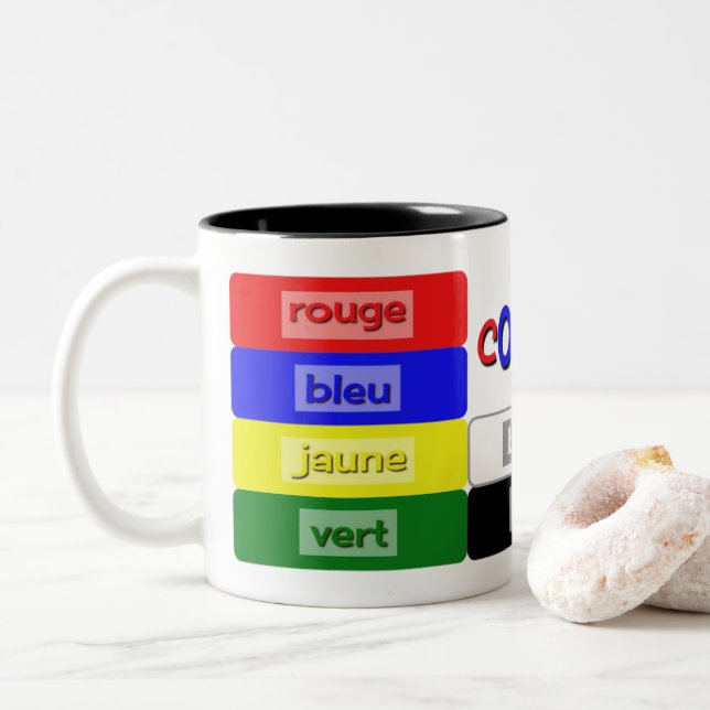 Taza Bicolor aprendizaje del vocabulario francés de colores (Con donut)