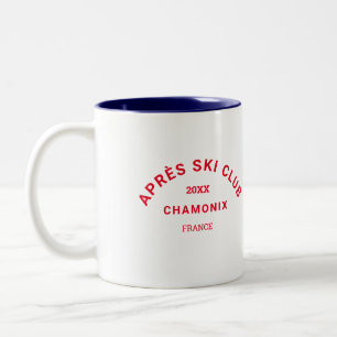 Taza Bicolor Après Ski Club Escudo de la Estación de Esquí Rojo