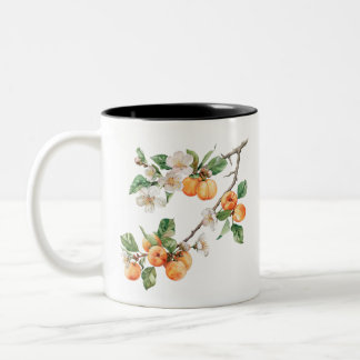 Taza Bicolor Apricots Mug: Rustic Fruit Kitchen Decor